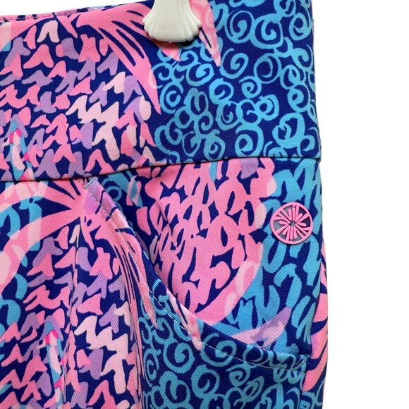 LILLY PULITZER  Luxletic Leggings Sz 10 Stretch Pink Blue Preppy Pineapple NWOT - Picture 5 of 10